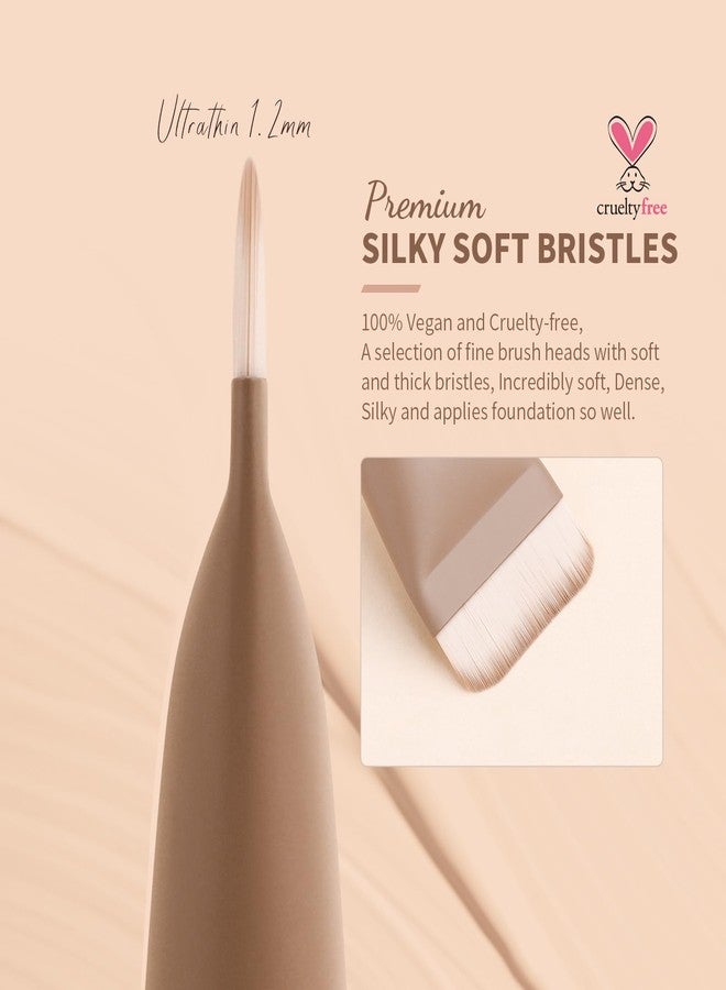 docolor Flat Foundation Brush Korean Makeup Brush Liquid Makeup Brush Premium Makeup Face Brush for Blending, Cream, Thin Foundation Brush Makeup Tool Face Foundation Flat Brush,Khaki - Image 4